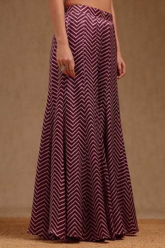 Soch Womens Wine Satin Solid Co-Ord Set With Beads