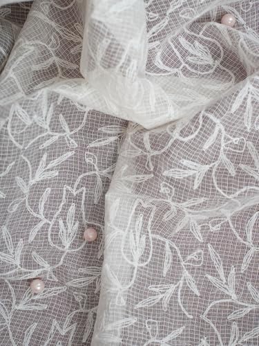 Ada Hand Embroidered Lucknowi Chikankari Ethnic Wear White Kota Doria Dupatta for Women A511222