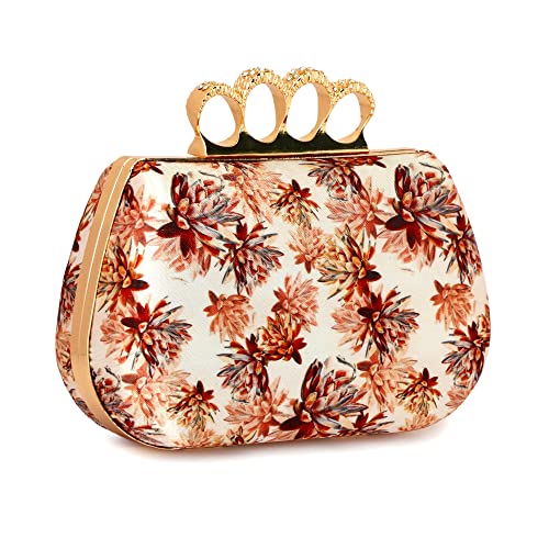 TOOBA Handicraft Hand Beautiful Bling Box Clutch Bag 4 Ring Purse for Bridal, Casual, Wedding Bag for Women & Girls Bag for Women