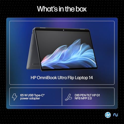HP OmniBook Ultra Flip (Previously Spectre) Intel Core Ultra 7 256V 47 Tops (16GB LPDDR5X, 1TB SSD) OLED, 500 nits,14''/35.6cm, Touch 2-in-1, Win11, Office21, Gray,1.34kg, fh0026TU Next Gen AI Laptop