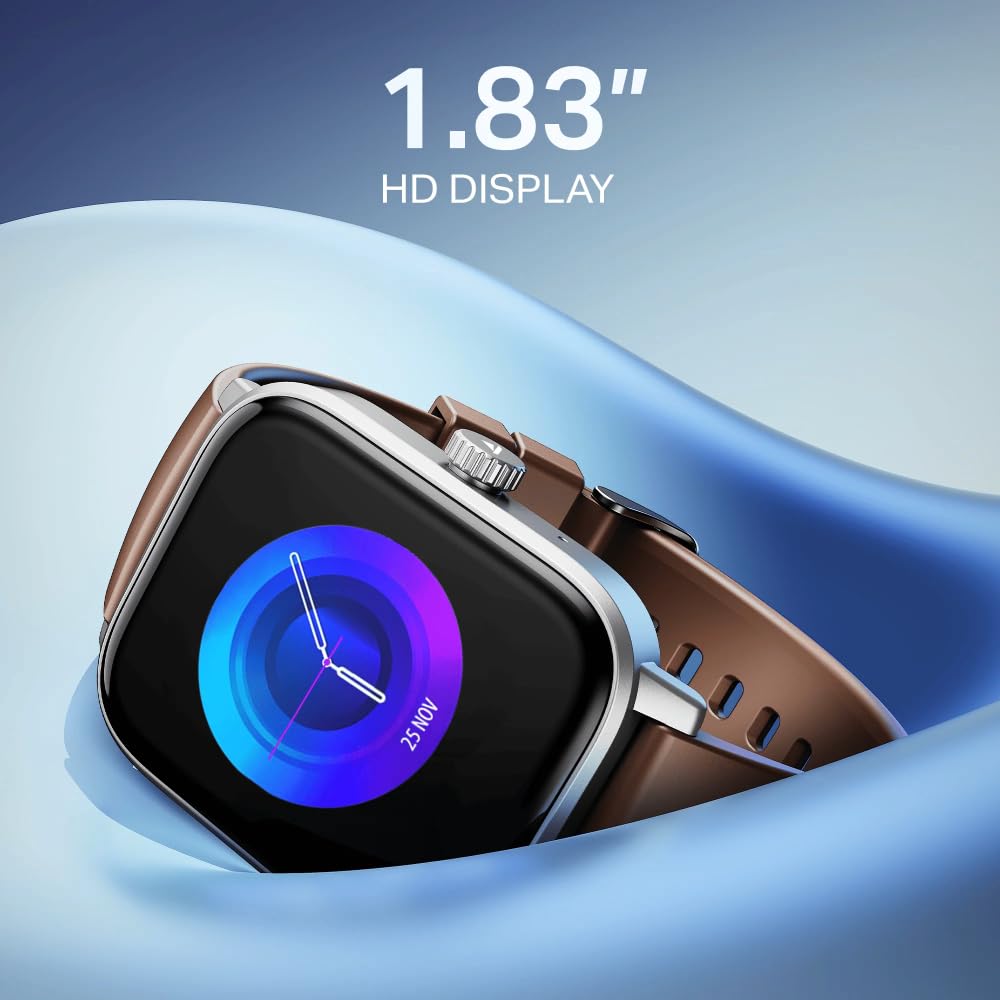 boAt Wave Astra Neo Smartwatch Bluetooth Calling, 1.83” HD Display, Health & Wellness Suite, IP68 Resistance, Functional Crown (Timber Brown)