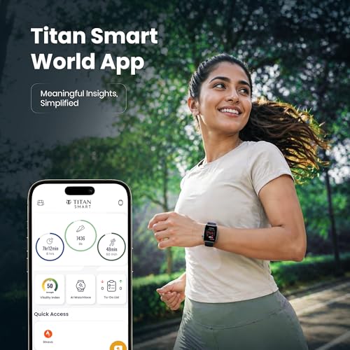 Titan Smart 4.0 Smartwatch with 1.93” AMOLED Display, Infinite AI Watch Faces, AI Voice assistant, Smart Hydration, Multiple Menu Styles, QR Hub, 100+ Multisports, BT Calling, HRM, SpO2, Games - Blue
