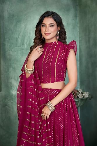 Warthy Ent Embroidery Work Georgette Fabric Lehenga Choli With Georgette Dupatta