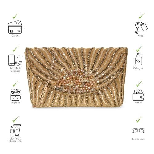 Metro Women's Purple Embellished Flap Clutch(38-164)