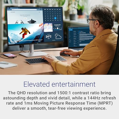 Dell 27 Plus S2725DC QHD Display QHD USB-C 27" QHD (2560 x 1440) 144 Hz 1 ms, 2 3 W Speakers, USB-C/HDMI/DisplayPort 1.4, Height/Tilt/Rotary, AMD FreeSync - Ash White