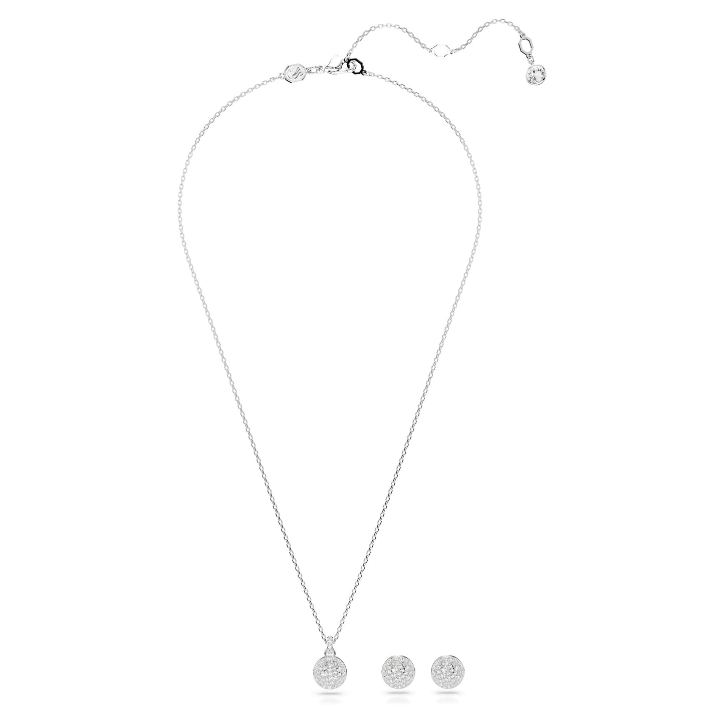 Swarovski Women Meteora Pendant And Earrings Set, White, Rhodium Plated