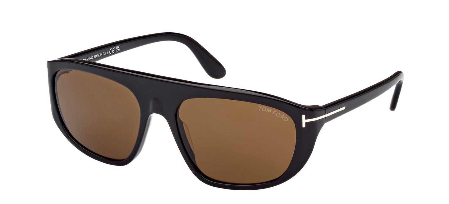 Tom Ford EDWARD-02 FT 1002 Shiny Black/Roviex 58/17/135 unisex Sunglasses, Shiny Black/Roviex, 58/17/135