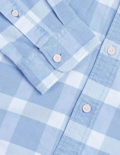 U.S. Polo Assn. Denim Co. Men's Checkered Slim Fit Shirt (UDSHT1949_Light Indigo