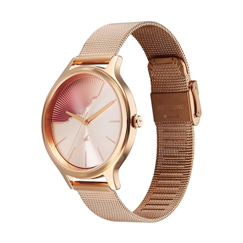 Fastrack Style up 5 Quartz Pink Round Dial Girl's Watch | Stainless Steel Strap Material | Watches for Girls Analog - 6207WM03