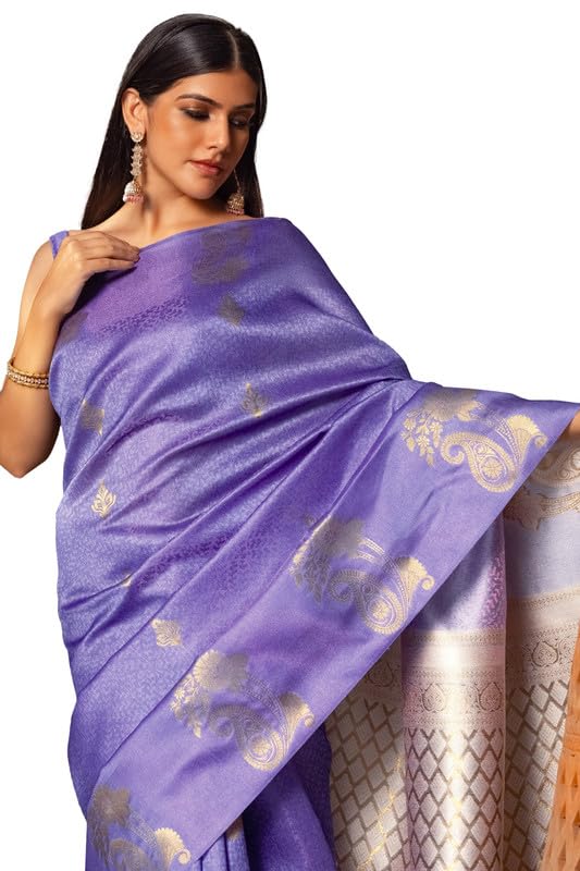 Soch Womens Indigo Tussar Zari Woven Saree With Tassels