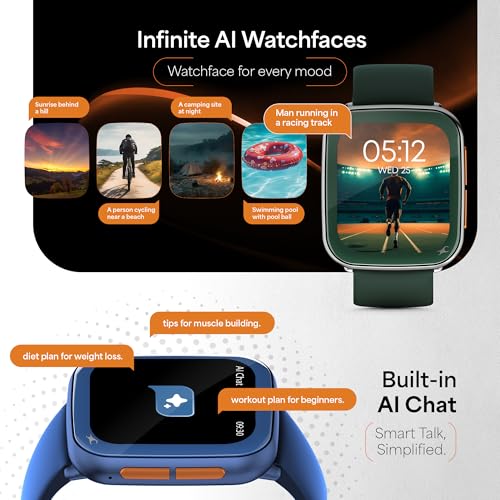 Fastrack Navstar 1.85" AMOLED Square Display Smart Watch with GPS, Offline Voice Command, AI Enabled, 100+ Sports Mode, BT Calling, IP68 Water Resistant Upto 5 Days Battery Life - Onyx Black