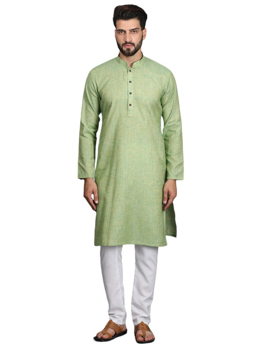 Ethluxis Men's Cotton Kurta with Pyjama Set (44, Pistachio Green)