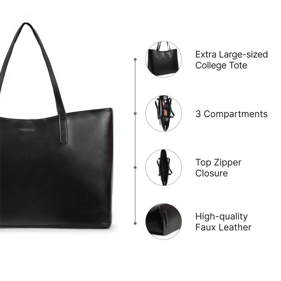 Fastrack Ivory Black College Tote Bag for Women