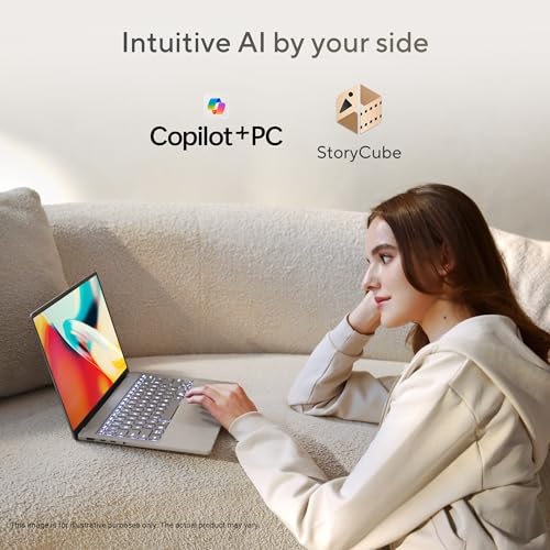 ASUS Zenbook A14, Snapdragon X Processor,(Qualcomm Adreno iGPU/16GB RAM/512GB SSD/Windows 11 Home/MS Office 365 Basic (1Year)*/14" FHD+ OLED/AI PC/Zabriskie Beige/0.98 kg),UX3407QA-QD258WS