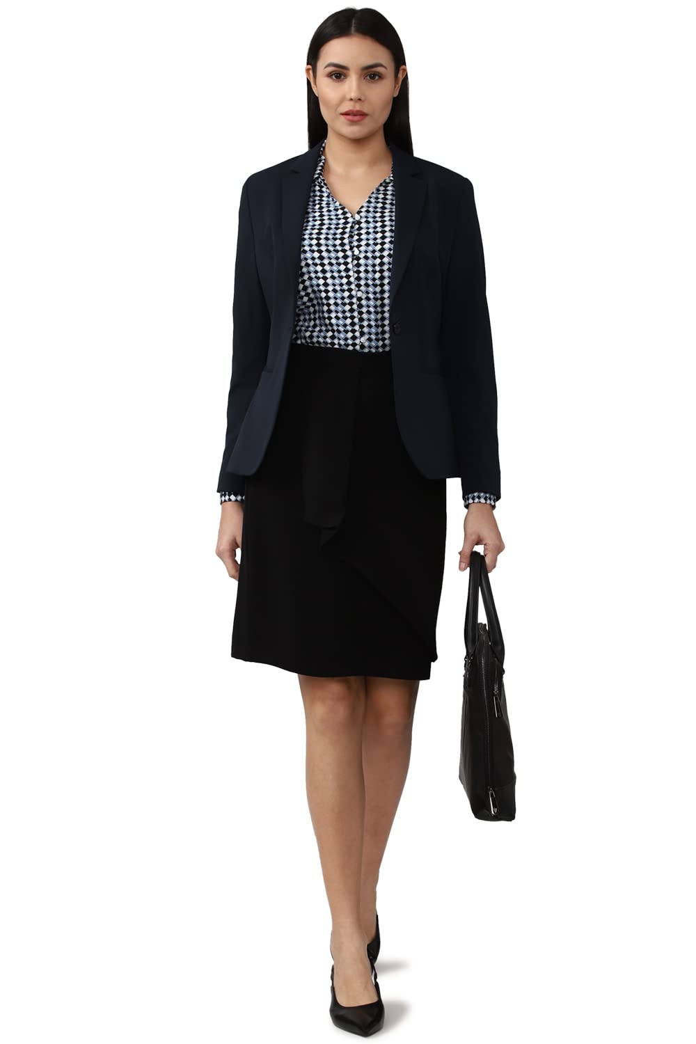 Van Heusen Women's Blazer,Full Sleeves Regular (VWBZCRGBN66997_Navy_XS)