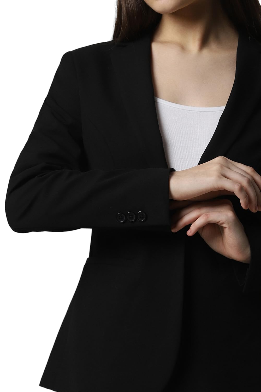 Van Heusen Women's Single Breasted Blazer (VWBZCRGBO23365_Black