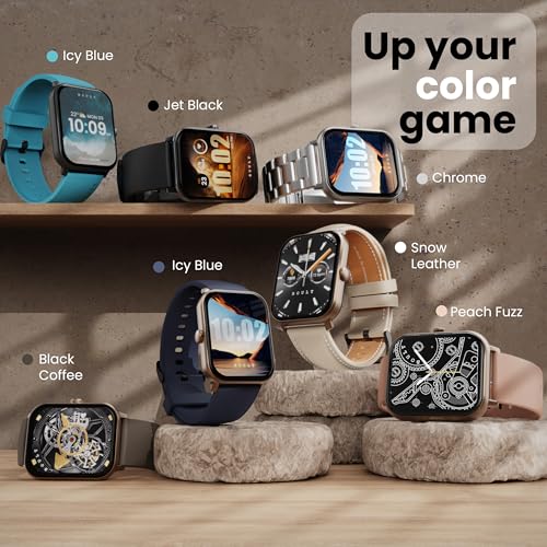 Boult Drift+ Smart Watch 1.85''HD Screen, Bluetooth Calling, IP68, 500 Nits Brightness,150+ Watchfaces, AI Voice Assistant, SpO2 Monitoring, 100+ Sports Mode Smartwatch (Peach Fuzz)