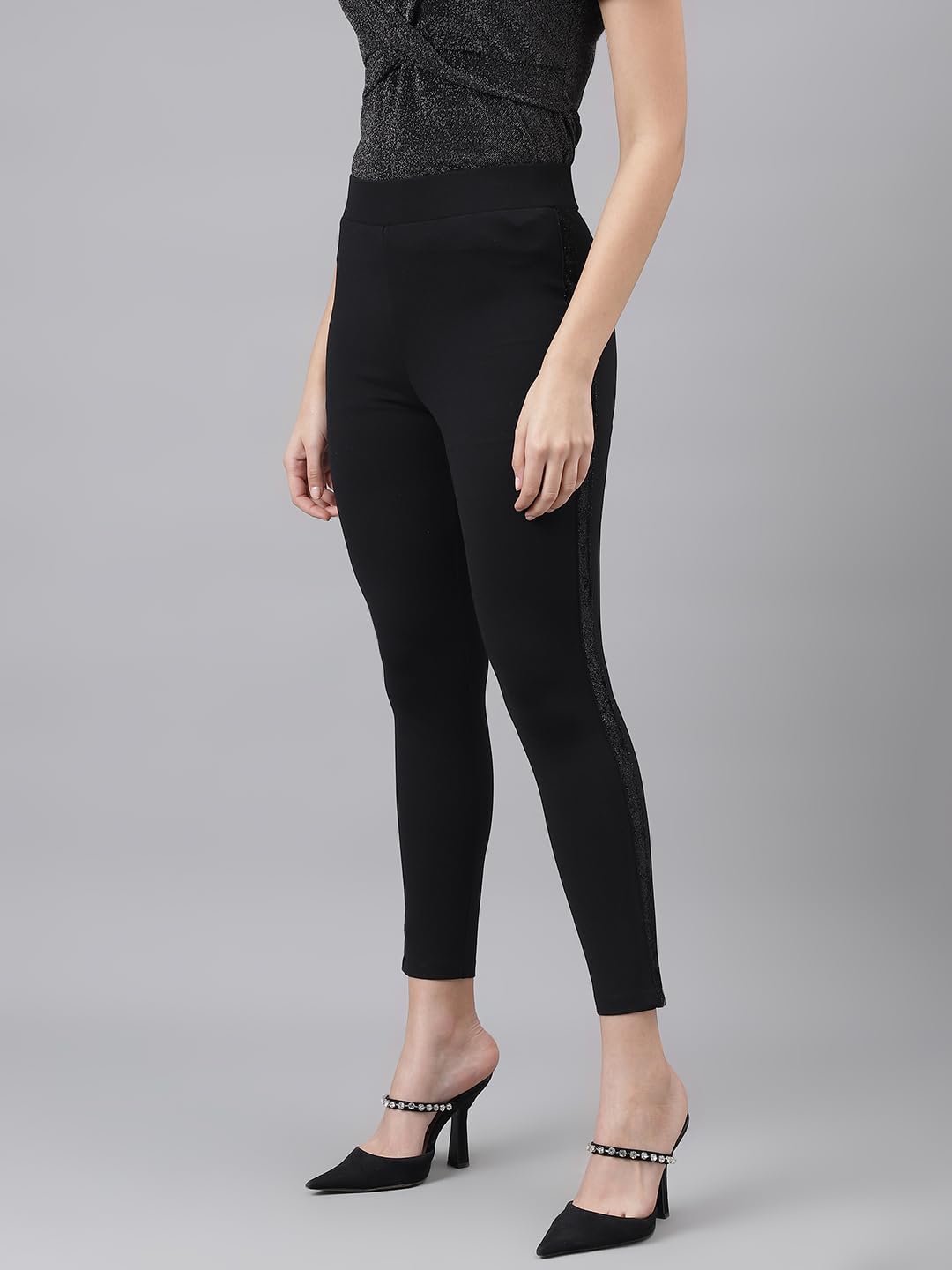 Latin Quarters Women Full Length Black Flared Jegging_S