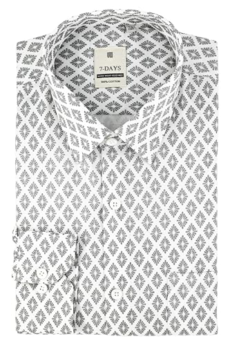 4xl shirts for men full sleeve, Plus Size shirts for men cotton, Regular Fit Shirt for Man Casual Wear, Semi Formal Shirt for Man Printed, Premium Branded Size 48 Wedding Fancy White Print Gents