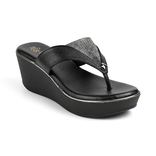 tresmode Jose Black Women's Dress Wedge Sandals in Size 6 UK / 39 EU
