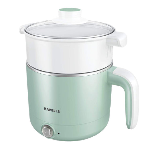Havells Capture 1.2 L Multi-Cook Electric Kettle with Steamer | 650W |304 Stainless Steel Inner Body|Cooks Noodles, Rice, Milk | Cool-Touch Body | 2-Year Warranty (Green)
