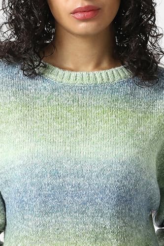 Women Green Textured Round Neck Sweater