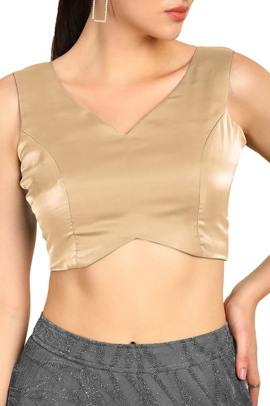 Soch Womens Beige V-Neck Princess Line Tissue Padded Blouse