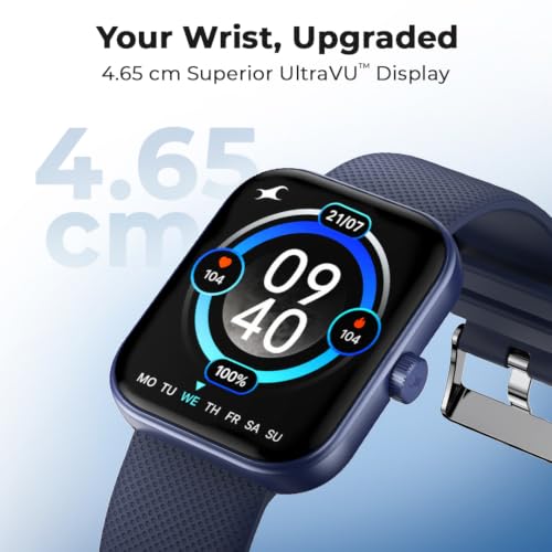 Fastrack Revoltt S1 with 1.83” TFT 2.5D Sqaure Display with Singlesync BT Calling, Heart Rate, SpO2 & Sleep Tracking,IP68,Nitro Fast Charging,Upto 5 Days Battery- Smart Watch for Man and Woman-Wine