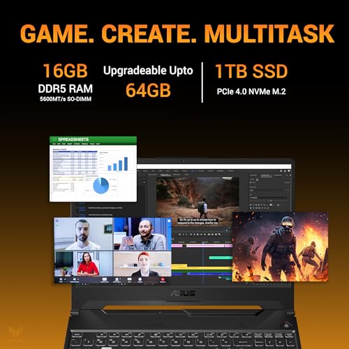 ASUS TUF A15, Smartchoice,AMD Ryzen 7 170,RTX 3050-4GB,16GB RAM (Upgradeable),1TB SSD,FHD, 15.6"(39.6 cm),Win 11 Home, M365 Basic(1Y),Office 2024, Black, 2.3 Kg, FA506NCQ-HN009WS, Gaming Laptop