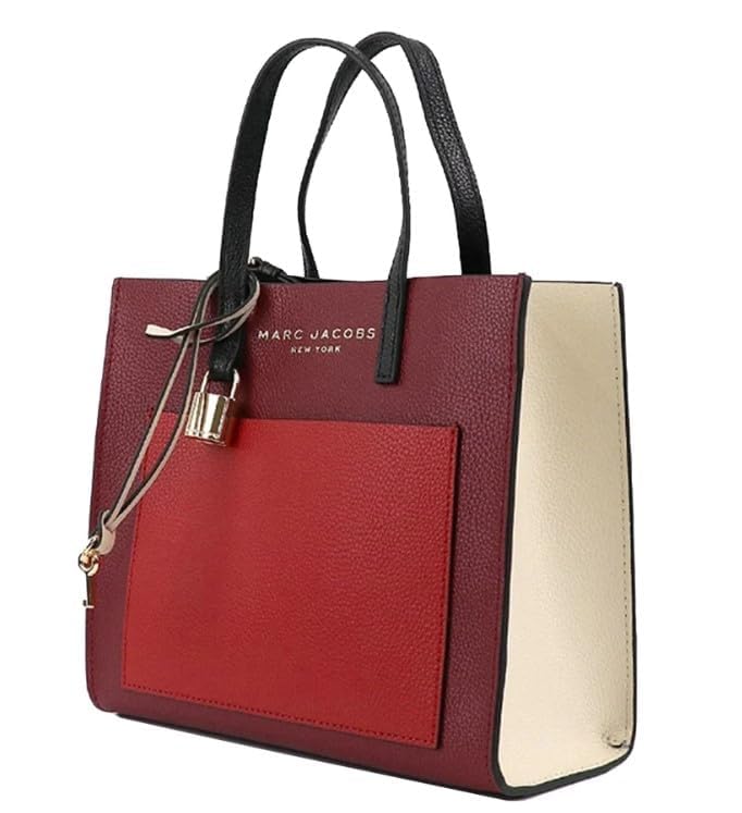 Marc Jacobs M0016132607 Mini Grind Pomegranate Red Multi Leather With Gold Hardware Mini/Small Women's Tote Bag, Pomegranate Red Multi, S, Tote Bag