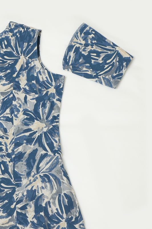 Soch Womens Beige Cotton Slub Floral Print Dress