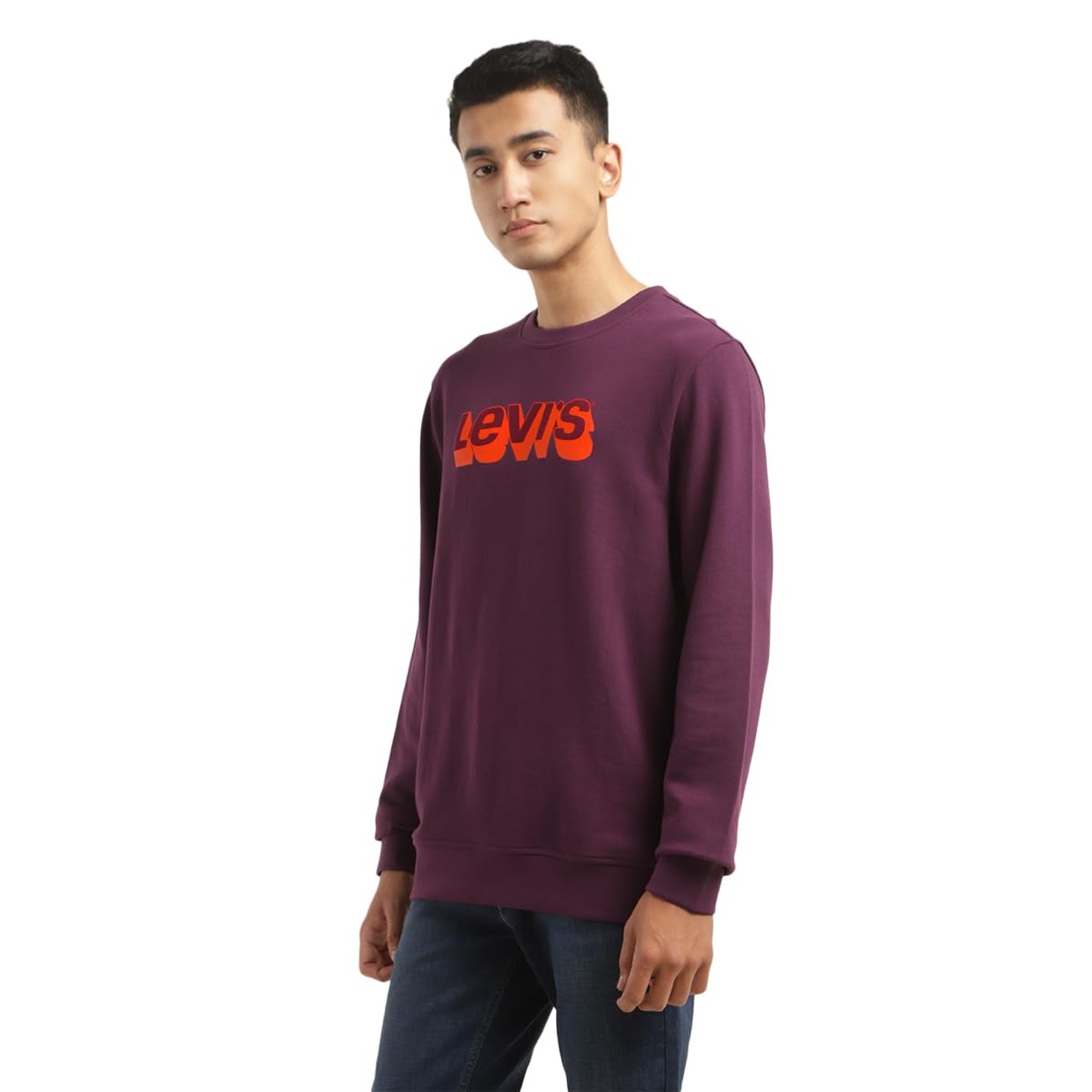 Levi's Men's Typography Maroon Crew Neck Sweatshirt