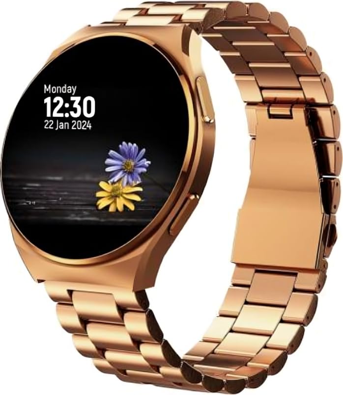 SPEEDFOX Active 2 Smart Watch with 2 Series | Metal Dial with Metal Strap | Bluetooth 4.0 +5.0 Dual Mode | LCD 1.3 Inch | Clip Charge Mode | BT Calling Smartwatch (Gold Strap) (Pack of 1)