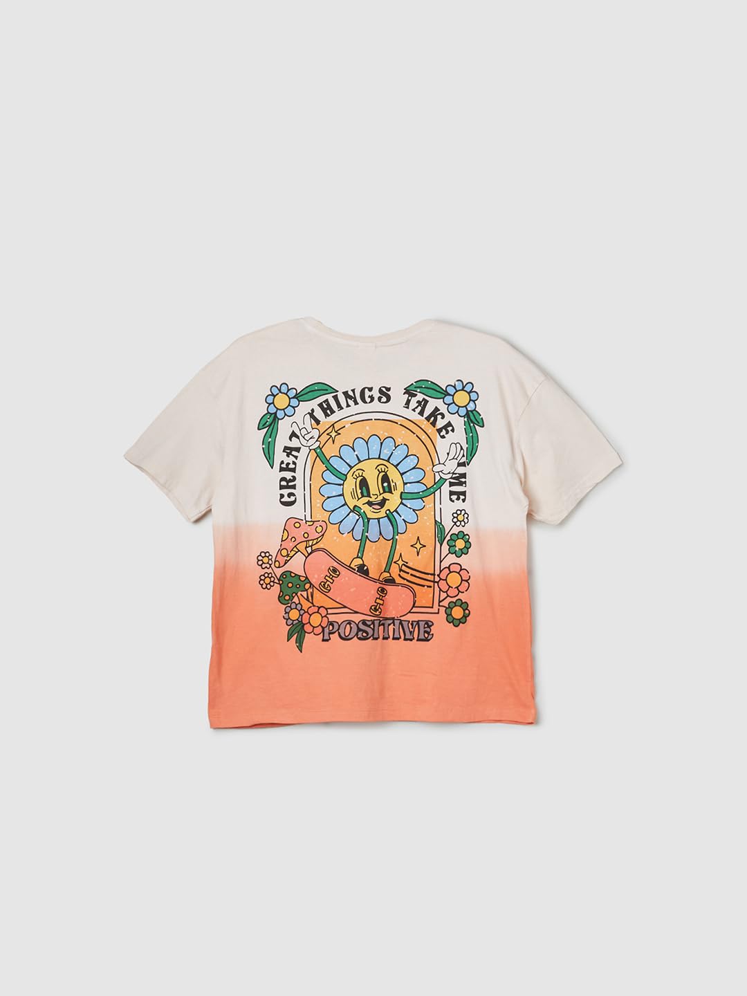 Max Girls Oversized Back Printed T-Shirt (S24EKT20BEIGE)_13-14Y