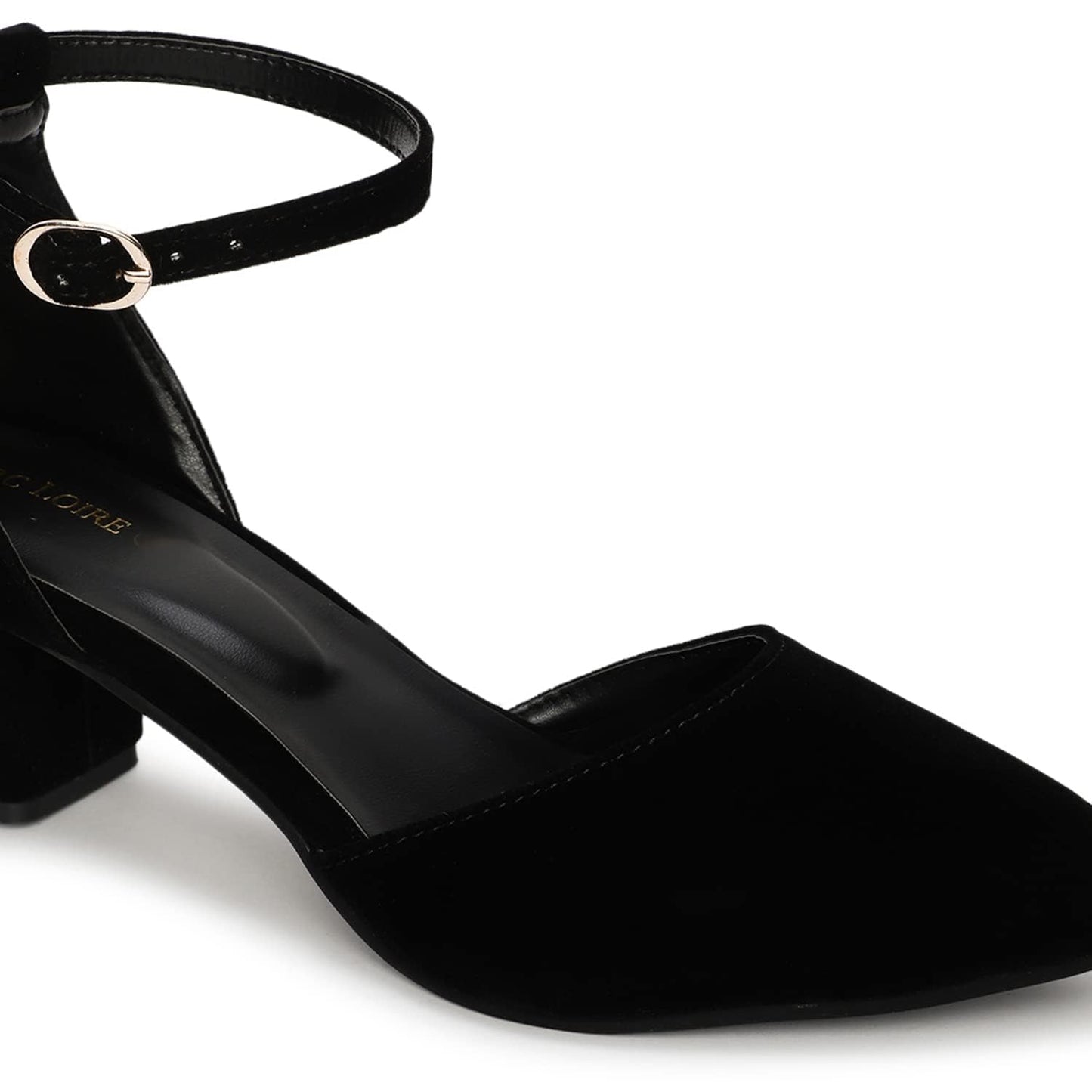 Marc Loire Women’s Pointed Toe Block Heel Fashion Sandals with Buckled Ankle Strap (Black, UK Footwear Size System, Adult, Women, Numeric, Medium, 5)