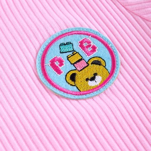 Hopscotch Girls Short Sleeves Pink 2-Pc Heart Applique T-shirt & Dungaree (5-6 Years)