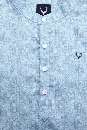 Boys Light Blue Print Casual Shirt