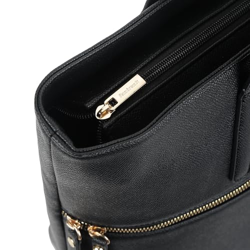 Fastrack Casual Laptop Tote Bag For Girls, Large Size With A Zipper Closure And Padded Laptop Compartment, Compatible With Laptops Up To 14 Inches, Double Handle Bag, Black