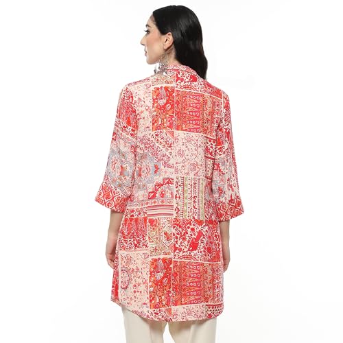 Biba Women Fuchsia Viscose Straight Printed Short Kurta_42