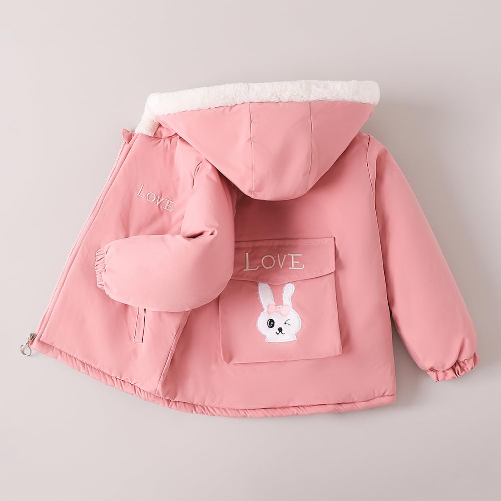 Hopscotch Girls Full Sleeves Pink Bunny Applique Hooded Jacket (3-4 Years)