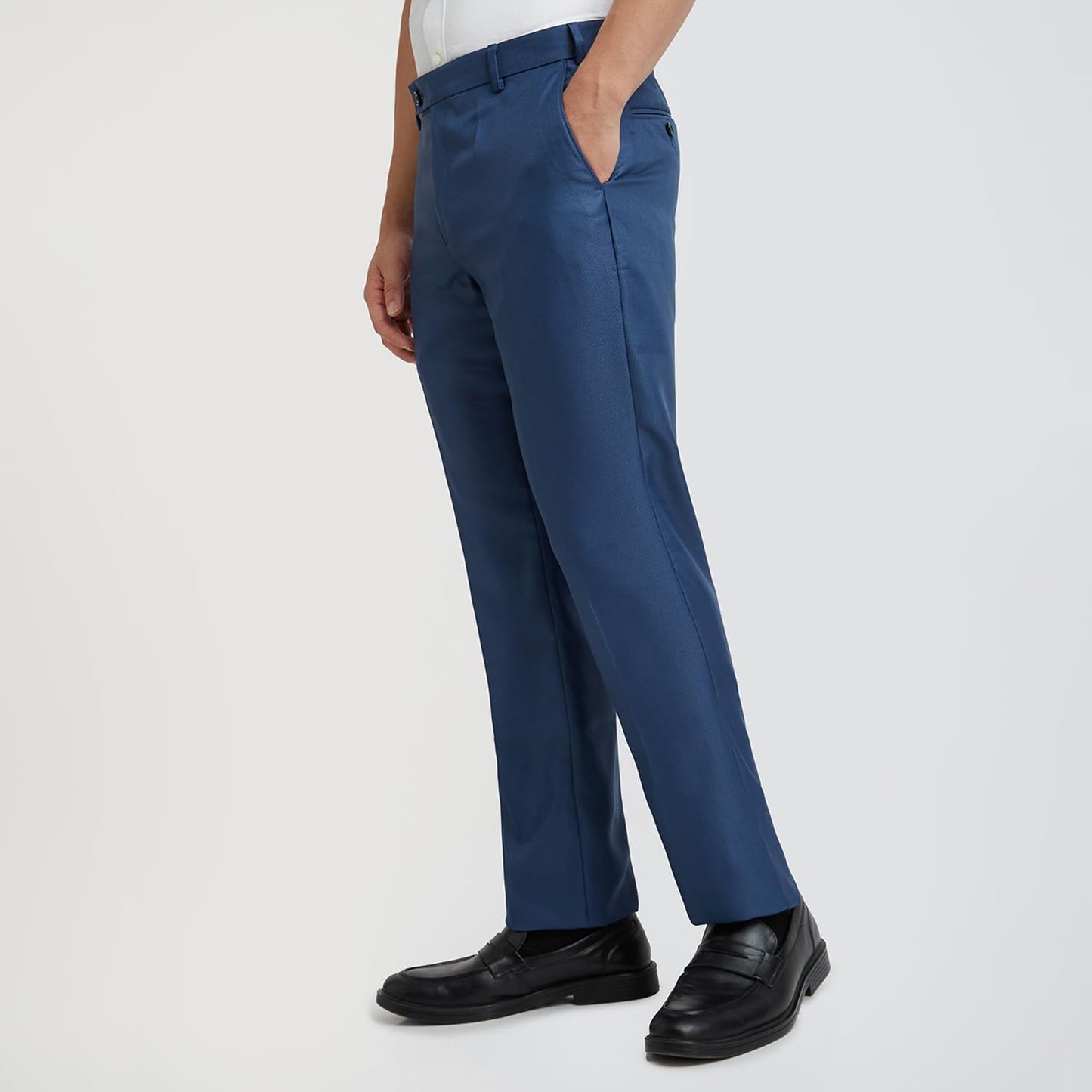Park Avenue Men's Regular Fit Solid Pattern Poly Viscose Blend Flat Front Formal Trouser (Size: 34)-PMTX07681-P8
