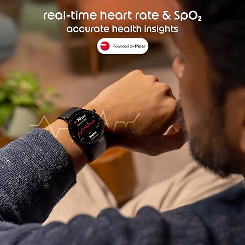Motorola Moto Watch, 1.4 OLED, AOD, Auto-Brightness, Dual Band GPS, Powered by Polar Smartwatch (Matte Black/Matte Black Band Strap, Free Size)