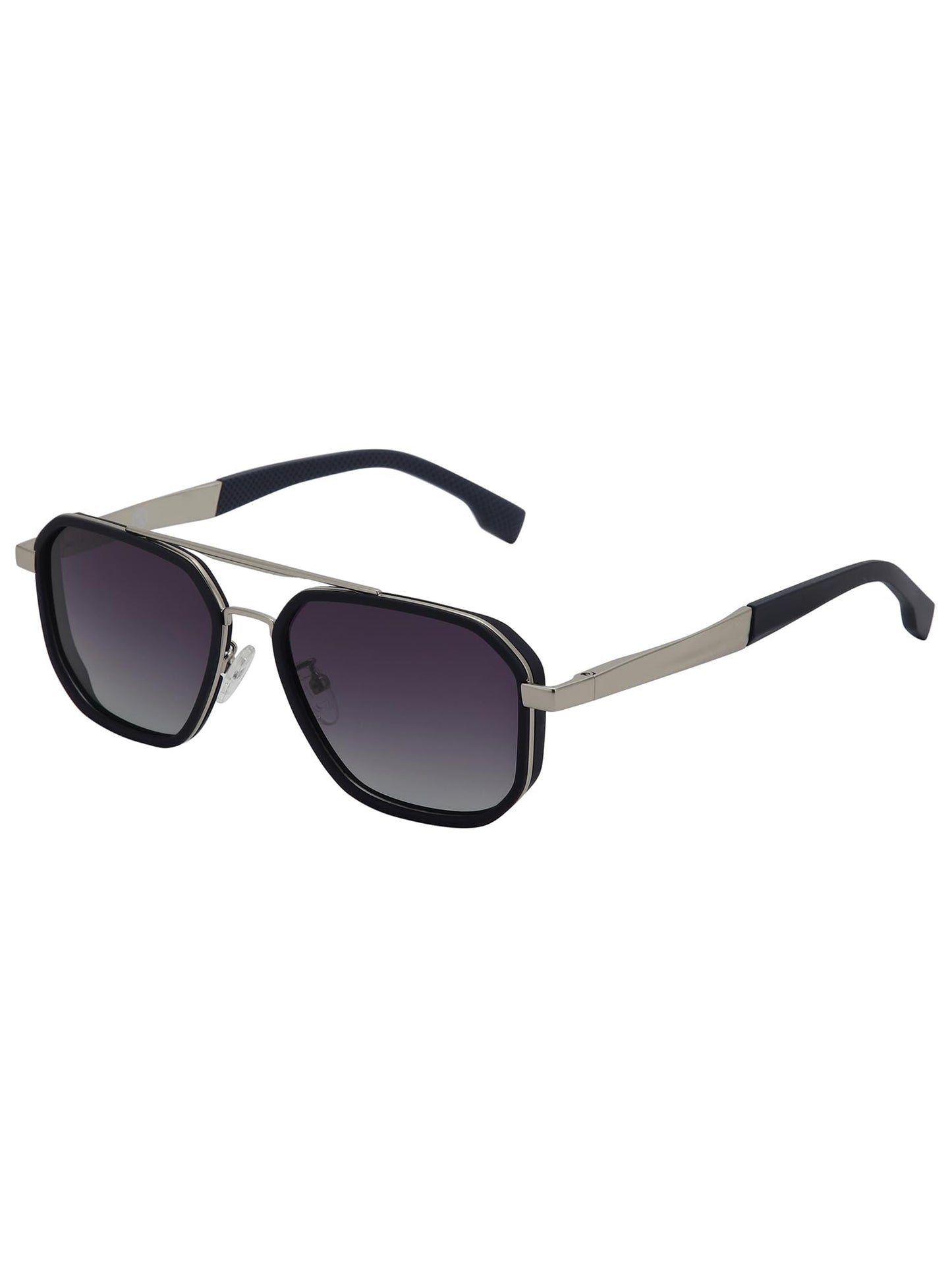 Carlton London Unisex Premium Silver & Blue Toned Grey UV with Polarized Lens Square Sunglass