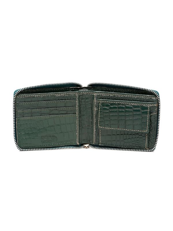 TEAKWOOD LEATHERS Men Green Leather Two Fold Wallet | with Featuring 3 Card Slots, 2 Hidden Stash Pockets, 1 Coin Pocket with Snap Button | T_WLT_487_GR