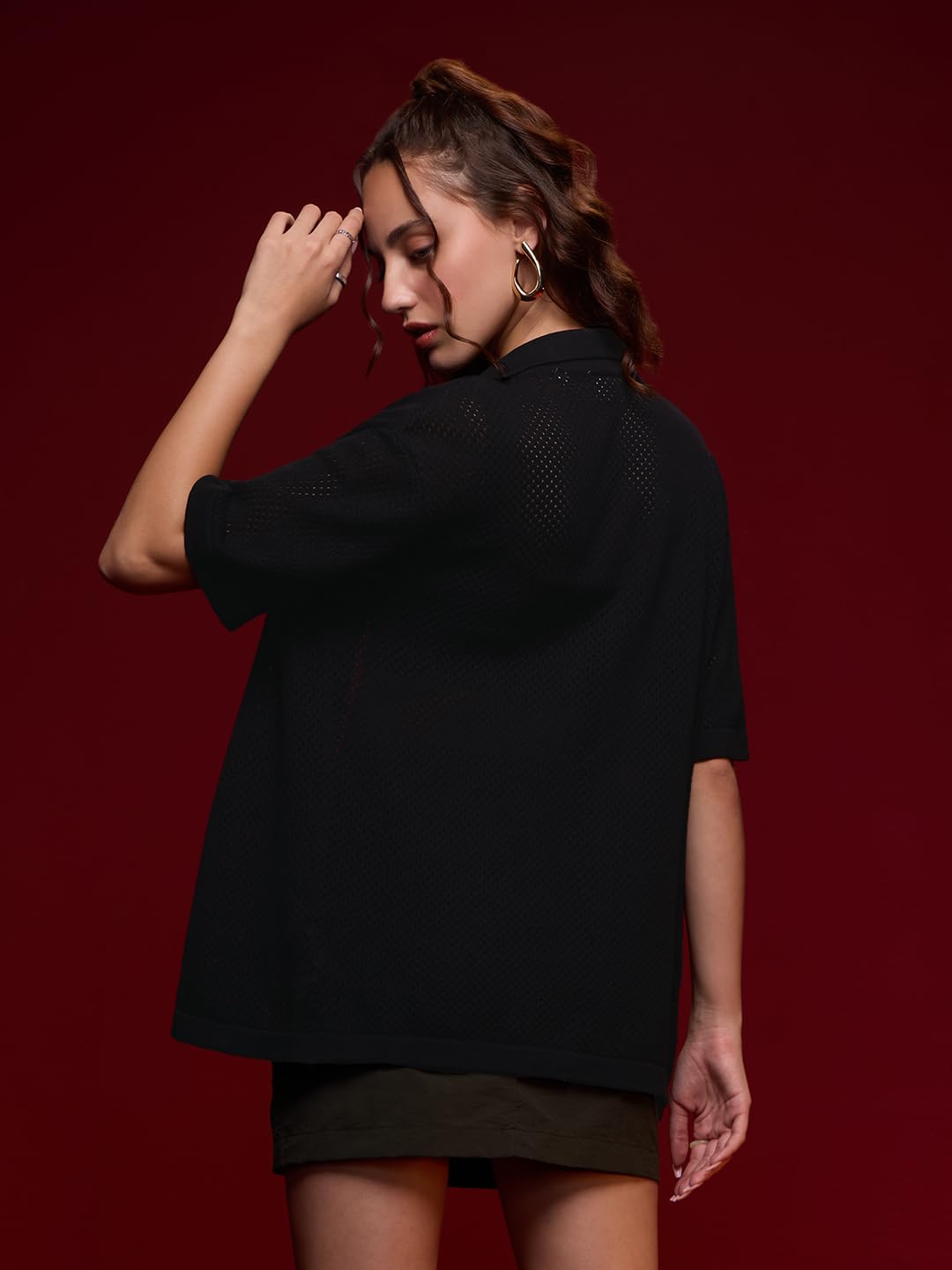 The Souled Store Open Knit: No Regrets Women and Girls Short Sleeves Collared Typography Printed Cotton Relaxed Fit Lightweight Summer-Ready Casual Streetwear Shirts