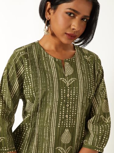Max Women Printed Short Kurta (Green_M)