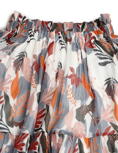 U.S. POLO ASSN. Women's Polyester A-Line Midi Casual Dress (UWSS24DRS132_White, Grey and Red