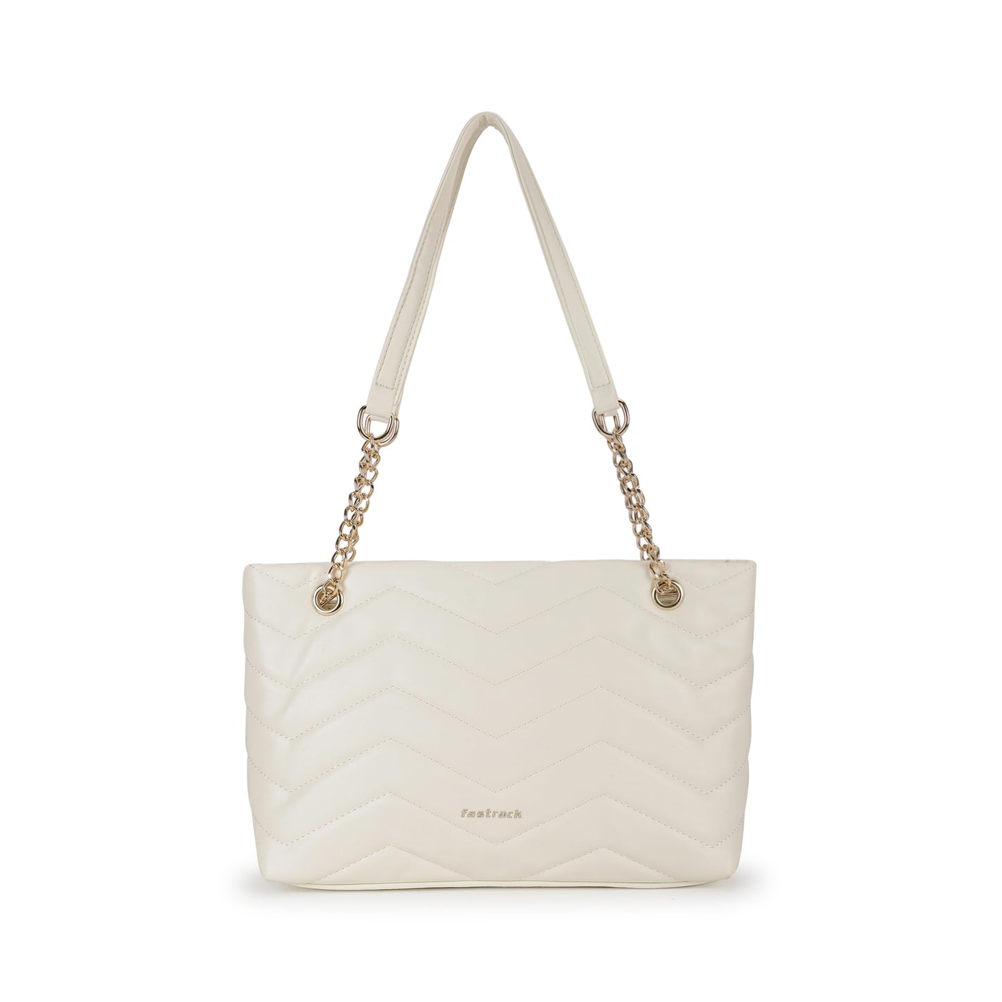 Fastrack Trendy Chevron Quilted Shoulder Bag | Faux-Leather Women's Handbags | Shoulder For Casual Carry, White