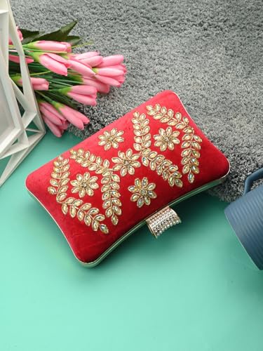 TOOBA Red Women's Handicraft Beautiful Bling Box Wedding Clutch Bag