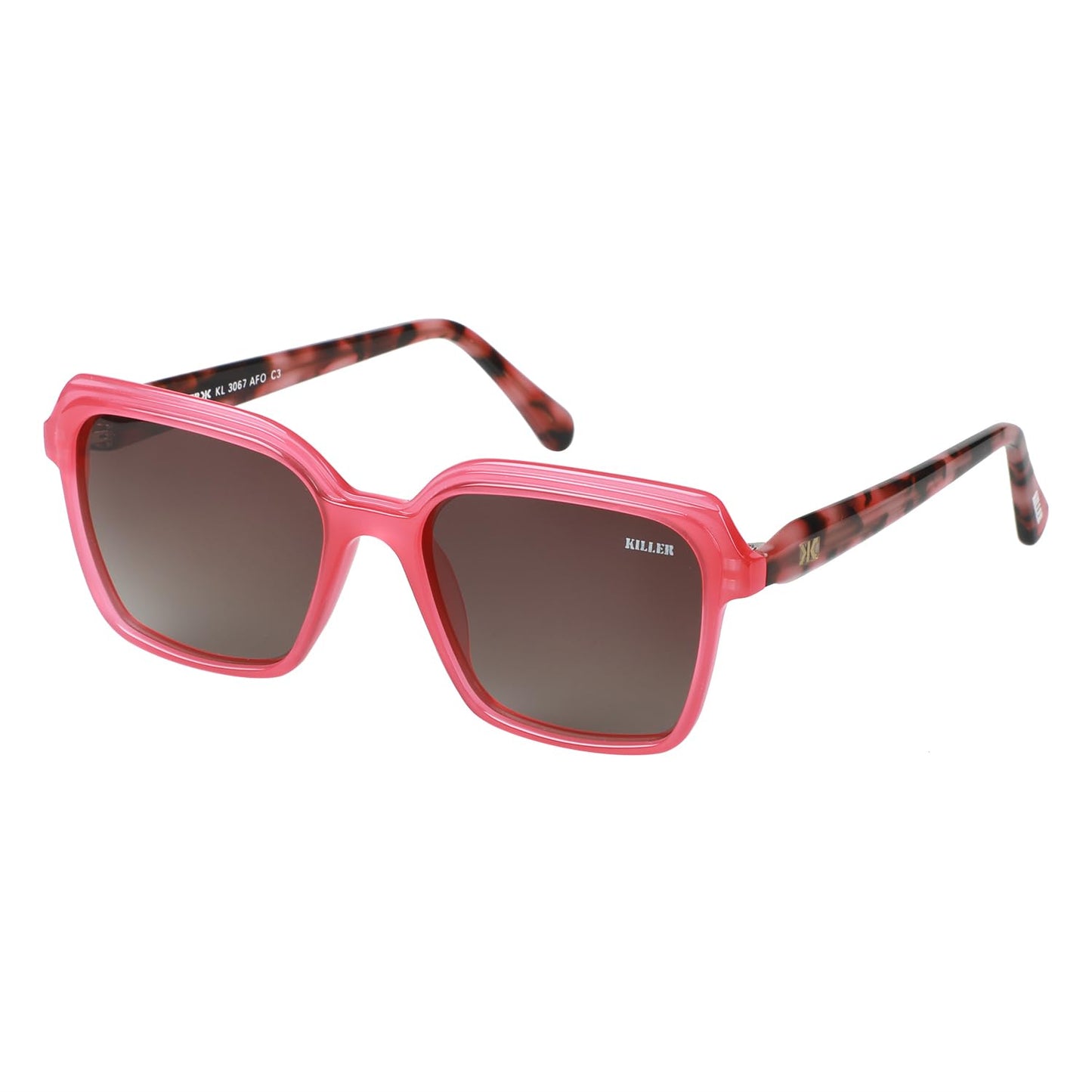 KILLER Women Sunglass - Round Shaped Polycarbonate Lens Sunglasses For Women & Girls (KL3067AFO), Color - Frame - Pink, Lens - Brown